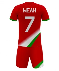 Summa Drive Men's Soccer Stripe Jersey Dry Fit Red/White With Green FOOTBALL