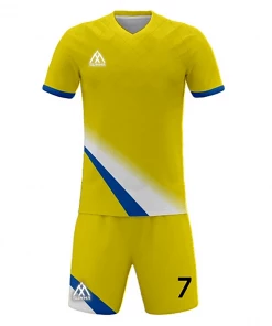 Summa Drive Men's Soccer Stripe Jersey Dry Fit Yellow/White With Blue FOOTBALL