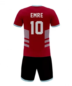 Summa Drive Quality V Collar Sublimation Soccer Jersey Red/Light Blue With Black And White FOOTBALL