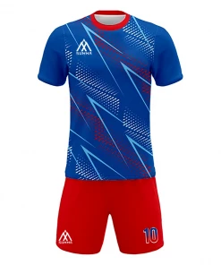 FOOTBALL Summa Drive Polyester Mesh Quick Dry Sublimation Soccer Jersey Uniform Blue/Red With Mix Of White And Light Blue