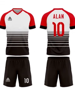 Summa Drive Polyester Short Sleeve Men Sets Football Uniform White/Black With Red