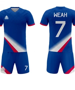 FOOTBALL Summa Drive Men's Soccer Stripe Jersey Dry Fit Blue/White With Red