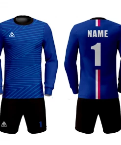 Summa Drive New Design Polyester Quick-dry Fabric Long Sleeve Soccer Uniform Blue/Black