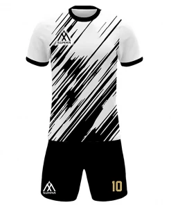 Summa Drive Stripe Design Jersey Football Quick-dry Football Uniform Set Black/White