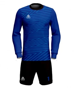 Summa Drive New Design Polyester Quick-dry Fabric Long Sleeve Soccer Uniform Blue/Black