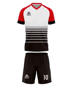 Summa Drive Polyester Short Sleeve Men Sets Football Uniform White/Black With Red