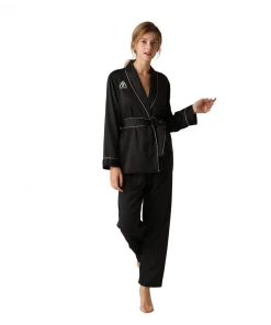 Summa Store Summa Next Autumn New Style Silk Satin Long Sleeve Long Pants Women's Home Wear Silk Pajama