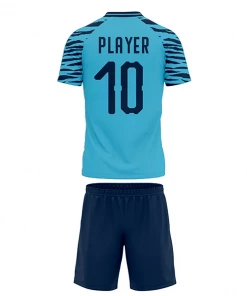 Summa Drive Quick-Dry Polyester Sublimation Football Uniform Light Blue With Blue Shorts Zebra Design Pattern