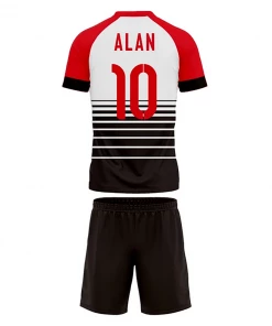 Summa Drive Polyester Short Sleeve Men Sets Football Uniform White/Black With Red