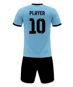 Summa Drive Triangle Stripe Soccer Shirt And Short Sublimation Football Wear Blue/Black With Triangle Design