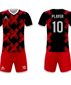 Summa Drive V Collar Sublimation Soccer Jersey Shirts And Shorts Black/Red/White