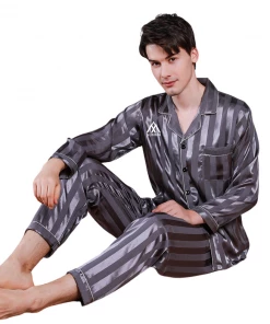 Summa Store Summa Next Fashion Men Satin Silky Long Sleeve Stripe Long Pants Sleepwear Men's Clothing 10 Summa Store Summa Next Fashion Men Satin Silky Long Sleeve Stripe Long Pants Sleepwear Men's Clothing