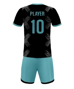 Summa Drive V Collar Sublimation Soccer Jersey Shirts And Shorts Black/Light Blue FOOTBALL