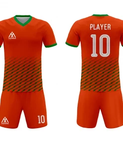 Summa Drive Men's Soccer Uniforms Set Full Sublimation Red Orange/Green FOOTBALL