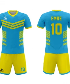 Summa Drive Quality V Collar Sublimation Soccer Jersey Light Blue/Yellow FOOTBALL