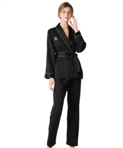 Summa Store Summa Next Autumn New Style Silk Satin Long Sleeve Long Pants Women's Home Wear Silk Pajama