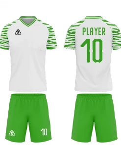 Summa Drive Quick-Dry Polyester Sublimation Football Uniform White With Green Shorts Zebra Design Pattern 7 Summa Drive Quick-Dry Polyester Sublimation Football Uniform White With Green Shorts Zebra Design Pattern