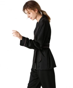 Summa Store Summa Next Autumn New Style Silk Satin Long Sleeve Long Pants Women's Home Wear Silk Pajama