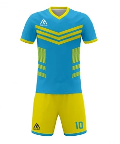Summa Drive Quality V Collar Sublimation Soccer Jersey Light Blue/Yellow FOOTBALL
