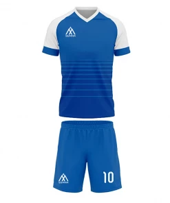 Summa Drive Polyester Short Sleeve Men Sets Football Uniform Blue/Dark Blue With White