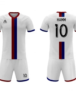 Summa Drive Men's Sublimation Football Jersey Set White With Red And Blue