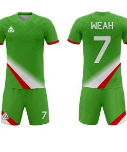 Summa Drive Men's Soccer Stripe Jersey Dry Fit Green/White With Red