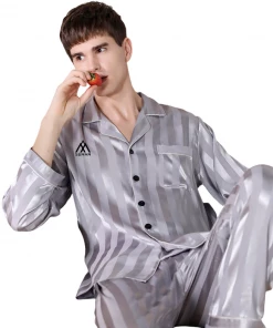 Summa Store Summa Next Fashion Men Satin Silky Long Sleeve Stripe Long Pants Sleepwear Men's Clothing 11 Summa Store Summa Next Fashion Men Satin Silky Long Sleeve Stripe Long Pants Sleepwear Men's Clothing