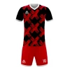 Summa Drive V Collar Sublimation Soccer Jersey Shirts And Shorts Black/Red/White