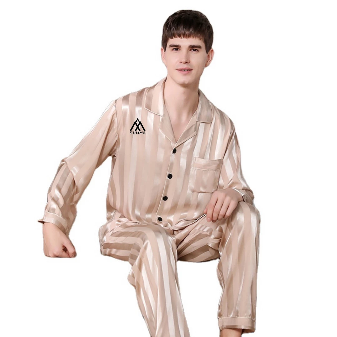 Summa Store Summa Next Fashion Men Satin Silky Long Sleeve Stripe Long Pants Sleepwear Men's Clothing 7 Summa Store Summa Next Fashion Men Satin Silky Long Sleeve Stripe Long Pants Sleepwear Men's Clothing