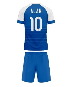 Summa Drive Polyester Short Sleeve Men Sets Football Uniform Blue/Dark Blue With White