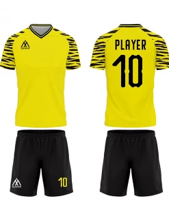 Summa Drive Quick-Dry Polyester Sublimation Football Uniform Yellow With Black Shorts Zebra Design Pattern 7 Summa Drive Quick-Dry Polyester Sublimation Football Uniform Yellow With Black Shorts Zebra Design Pattern