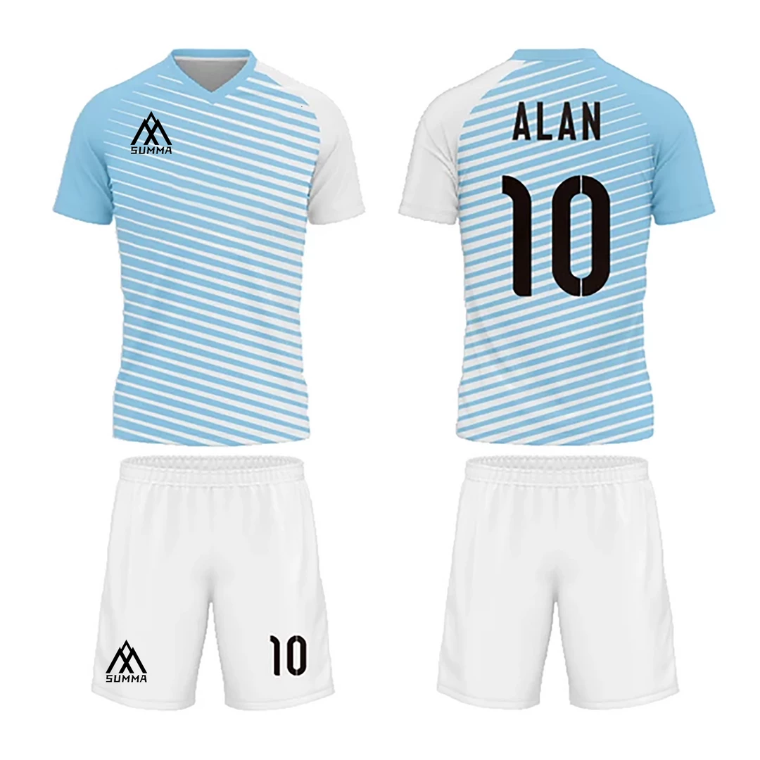 Summa Drive V Collar Classic Design Football Jersey Football Kits Light Blue/White 5 Summa Drive V Collar Classic Design Football Jersey Football Kits Light Blue/White