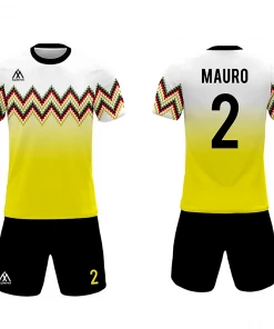 Summa Drive Men's Soccer Club Jersey Uniform White/Yellow With Black Short