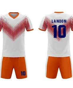 Summa Drive Men's Sublimation Football Jersey Set White With Red And Orange