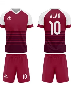 Summa Drive Polyester Short Sleeve Men Sets Football Uniform Red/Maroon With White