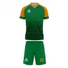 Summa Drive Polyester Short Sleeve Men Sets Football Uniform Green/Dark Green With Orange