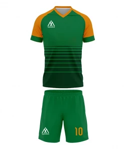 Summa Drive Polyester Short Sleeve Men Sets Football Uniform Green/Dark Green With Orange
