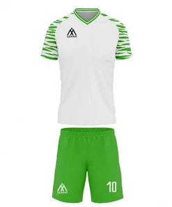 Summa Drive Quick-Dry Polyester Sublimation Football Uniform White With Green Shorts Zebra Design Pattern