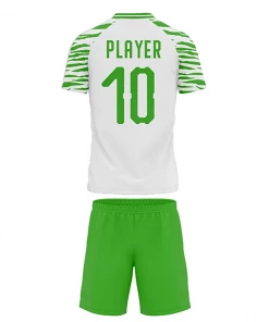 Summa Drive Quick-Dry Polyester Sublimation Football Uniform White With Green Shorts Zebra Design Pattern
