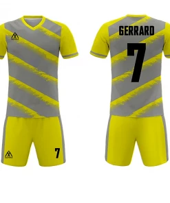 FOOTBALL Summa Drive Polyester Mesh Material Sublimation Soccer Jersey Uniform Gray/Yellow