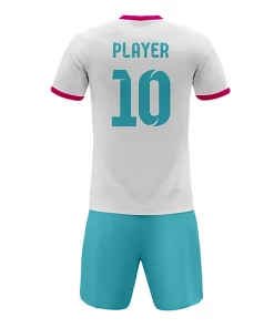 Summa Drive Triangle Stripe Soccer Shirt And Short Sublimation Football Wear White/Pink With Triangle Design