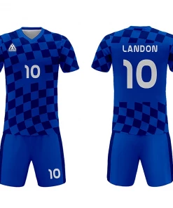 Summa Drive Men's Sublimation Football Jersey Set Checkered Blue