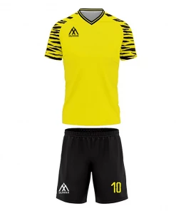 Summa Drive Quick-Dry Polyester Sublimation Football Uniform Yellow With Black Shorts Zebra Design Pattern