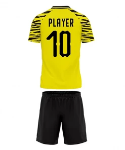Summa Drive Quick-Dry Polyester Sublimation Football Uniform Yellow With Black Shorts Zebra Design Pattern