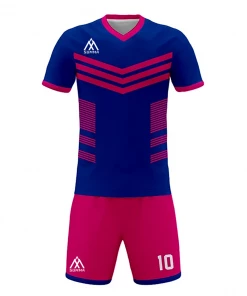 Summa Drive Quality V Collar Sublimation Soccer Jersey Blue And Pink