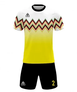 Summa Drive Men's Soccer Club Jersey Uniform White/Yellow With Black Short