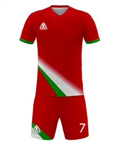 Summa Drive Men's Soccer Stripe Jersey Dry Fit Red/White With Green FOOTBALL