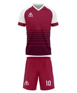 Summa Drive Polyester Short Sleeve Men Sets Football Uniform Red/Maroon With White