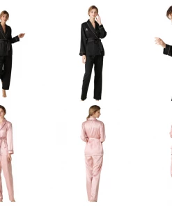 Summa Store Summa Next Autumn New Style Silk Satin Long Sleeve Long Pants Women's Home Wear Silk Pajama