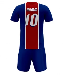 Summa Drive Men's Sublimation Football Jersey Set Blue With White And Red